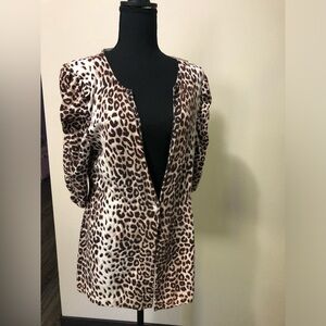 Leopard Print Open Front Single Button Top, Large